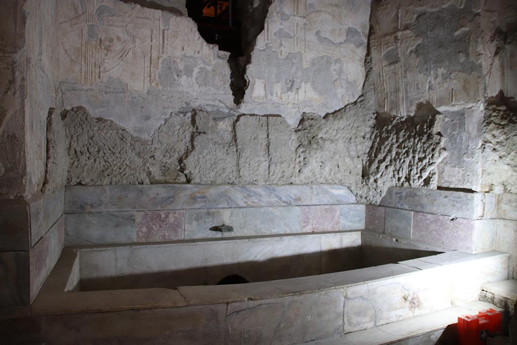 Suburban Baths, Herculaneum. October 2025.
Looking north to hot plunge bath in original smaller caldarium. Photo courtesy of Klaus Heese.